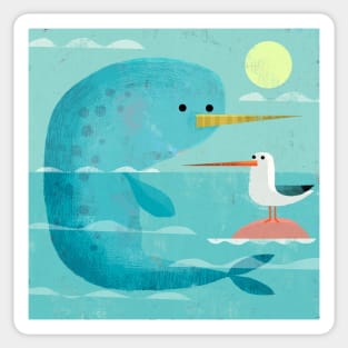 Narwhal and Bird Sticker